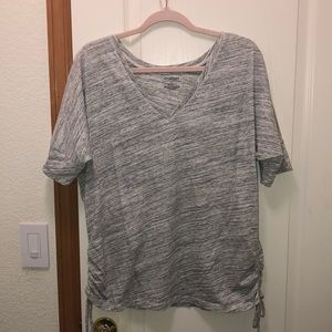 Lane Bryant grey, v necked, short sleeve shirt